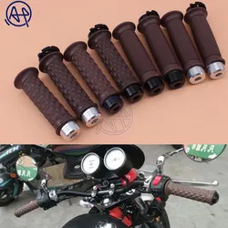 Bar End Caps+Vintage 7/8'' 22mm Brown Diamond Open Throttle Bar Hand Grip Handlebar for Honda Suzuki Royal Cafe Racer Bobber