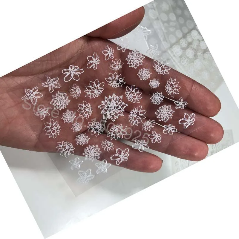 DIY Weiß Nagel Aufkleber Kunst Dekoration Spitze Blumen auf Nägel Maniküre Design Selbst Adhesive Nail art Decals Aufkleber Zubehör