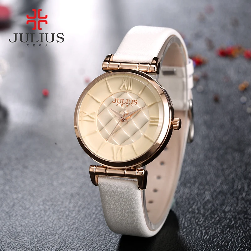 Lady Women's Watch Japan Quartz Fine Fashion Checkerboard Hours Dress Bracelet Leather School Girl Birthday Gift Julius No Box