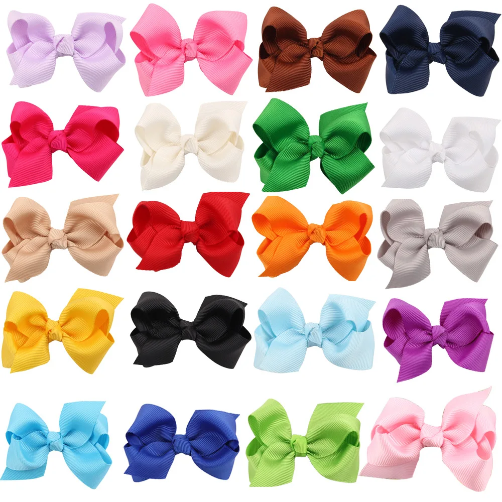 

20Pcs/Lot 3inch Newborn Girls Ribbon Bows Hairpin Girl's Hairbows Boutique Hair Clip Headware Kids Hair Accessories