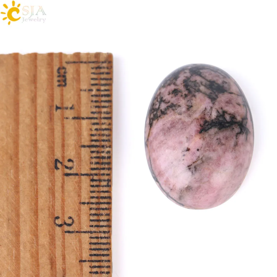 CSJA Black Line Rhodonite Loose Gem Stones Cabochon Crystal Beads Natural Stone 15x20mm 18x25mm for Jewelry Making Handmade F527