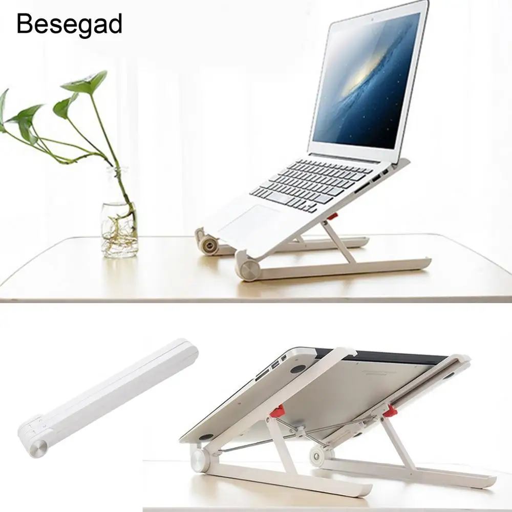 Besegad Adjustable Ergonomic Folding Laptop Stand Cooling Holder Bracket for iPad MacBook Notebook Computer Tablet 11-15.6 inch