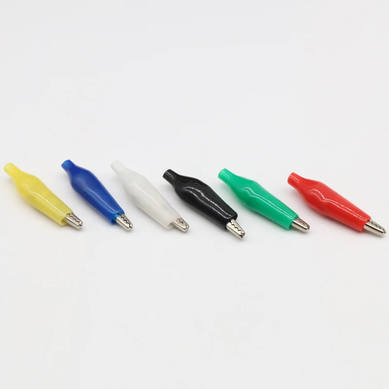 12Pcs Insulation Metal Alligator Clip Electric Test 45MM Lead colorful Red Black Blue Green White Yellow small crocodile clip