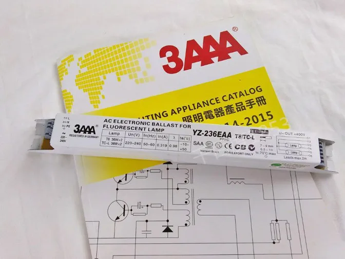 3AAA T8 Electronic Ballast YZ-236EAA 220-240V 2x36W 2x40W L290D Neon Lamp / Fluorescent Lamp