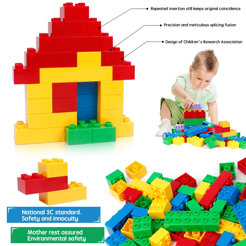 Genuine 10pcs/lot 2X2* DIY Enlighten Toy Plastic Building Block Bricks For Kids Compatible Big Size Brick Assembles Particles