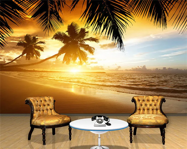 

Southeast Asia Style Beautiful Sunset Beach Nature Landscape Photo Wall Mural Wallpaper Cafe Dining Room Theme Hotel Wallpapers