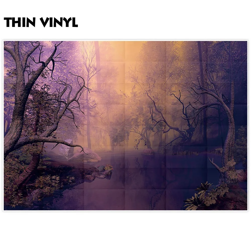 Allenjoy 사진 배경 할로윈 정글 안개 숲 풍경 호수 배경 photocall 사진 촬영 소품 장식 스튜디오