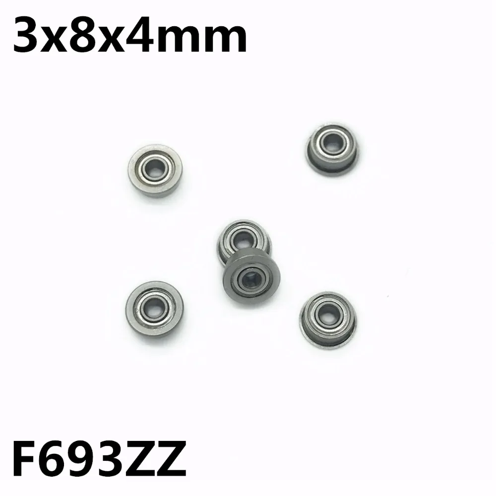 50Pcs F693ZZ 3x8x4 mm Flange Bearings Deep Groove Ball Bearing High Quality F693