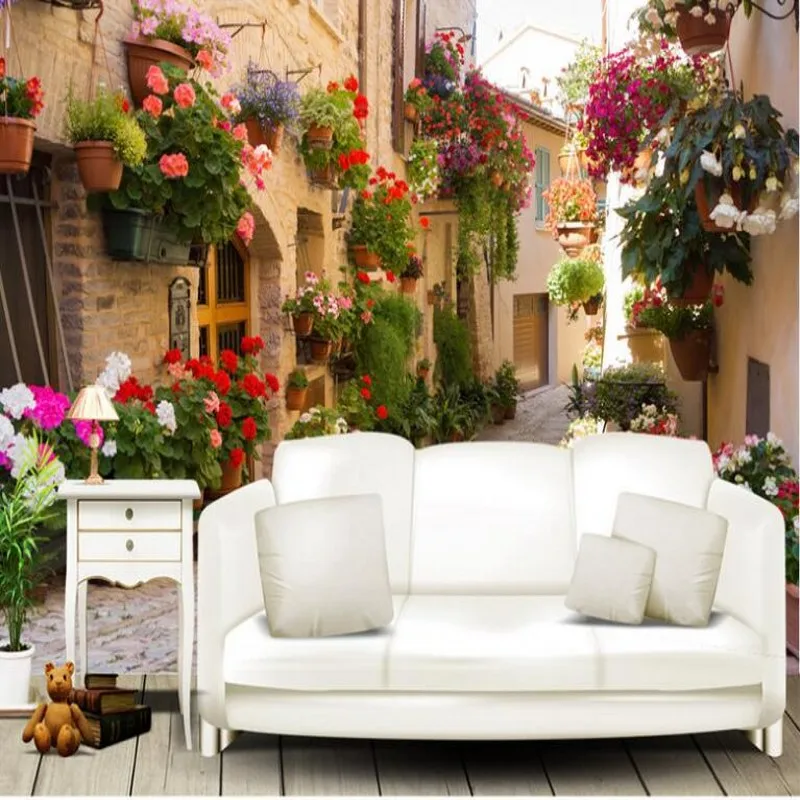 wellyu Custom large fresco European garden alley sofa backdrop TV backdrop  environmental wallpaper papel de parede