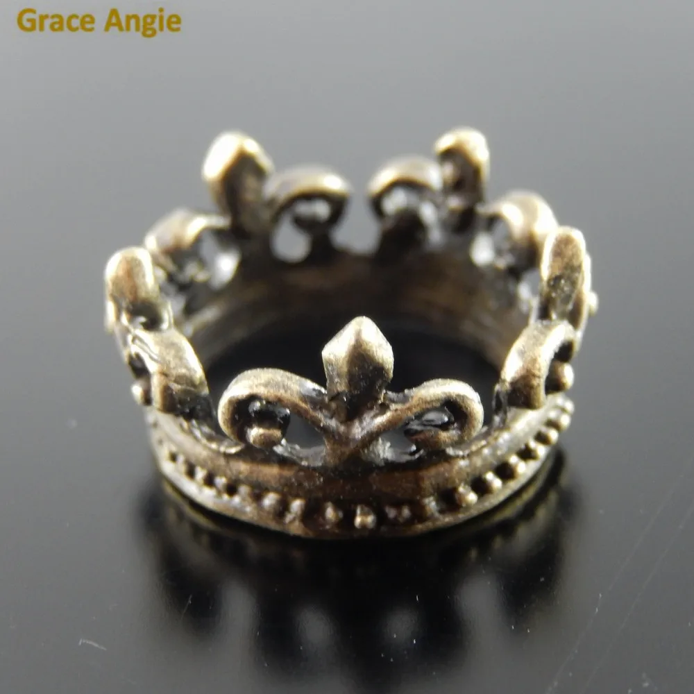 GraceAngie 10pcs Antique Bronze Tone Alloy Crown Pendant Charms Jewelry Finding Craft Accessory Little Girl\'s Princess Dream