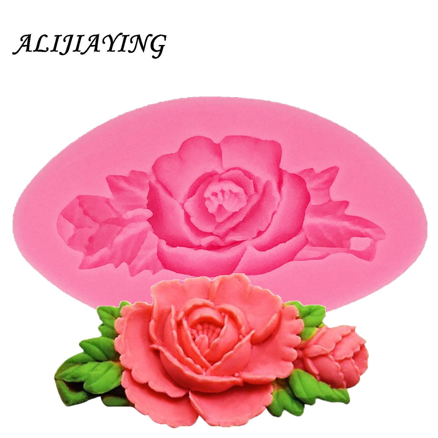 1Pcs Peony Rose Shape Silicone Fondant Molds Flowers Clay Mold Cake Baking Wedding Decorating Tools Cake Border Mould D0050 2