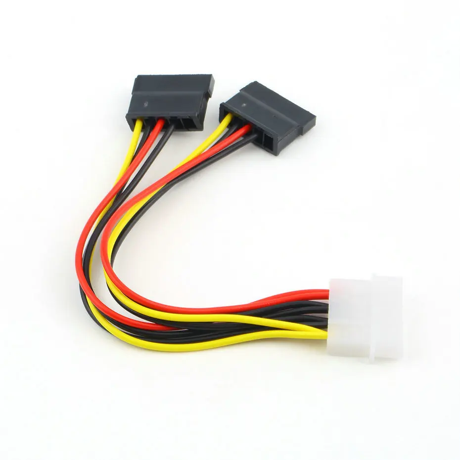 10pcs Serial ATA SATA 4 Pin IDE Molex to 2 of 15 Pin HDD Power Adapter Cable Hot Worldwide Promotion