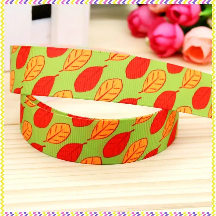 

Новинка, головной убор с принтом листьев и осенней ленты 7/8 дюйма, украшение для волос, оптовая продажа OEM 22 мм H4177