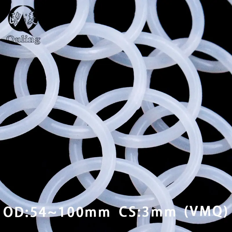 White Silicone Ring Silicon/VMQ O ring 3mm Thickness OD54/55/60/65/70/75/80/85/90/95/100*3mm Rubber ORing Seal Oil Gasket Washer