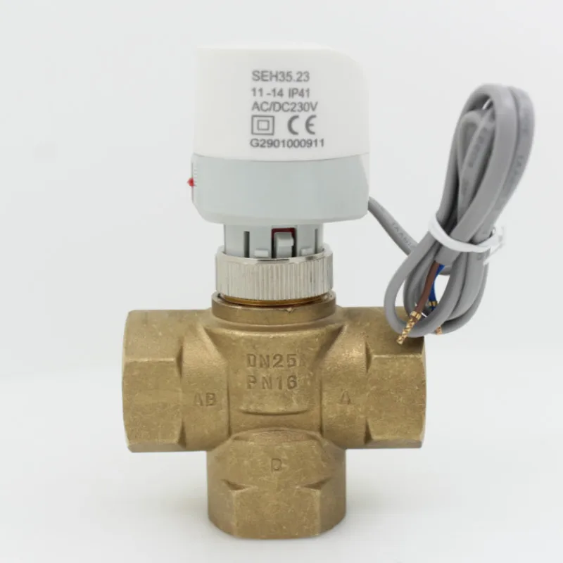 230v NC normally close electric thermal actuator for manifold radiant room underfloor heating  3 way brass valve DN25