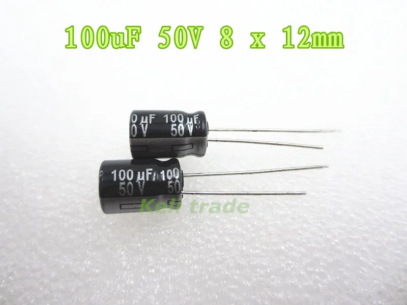 10Pcs Aluminum Electrolytic Capacitor 50V 100uF 8*12 Good Quality 50V100UF