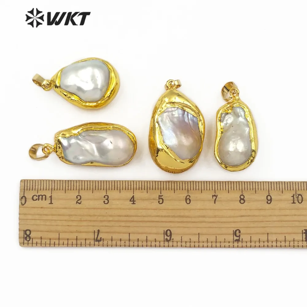 WT-JP103 White Baroque Pearl Pendant Random Shape Big Drop Jewelry Gold Plated For Women Daily Decoration