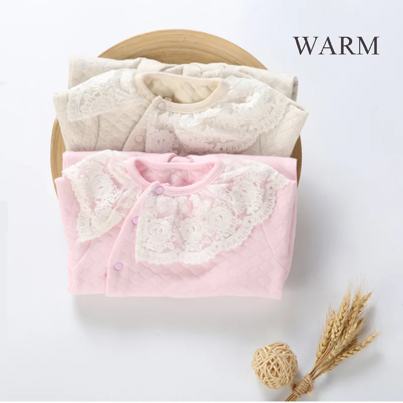 Baby clothes bodysuit pyjamas kids clothes baby girl clothes jumpsuit wadded cotton long sleeves lace neck overalls jumpsuit