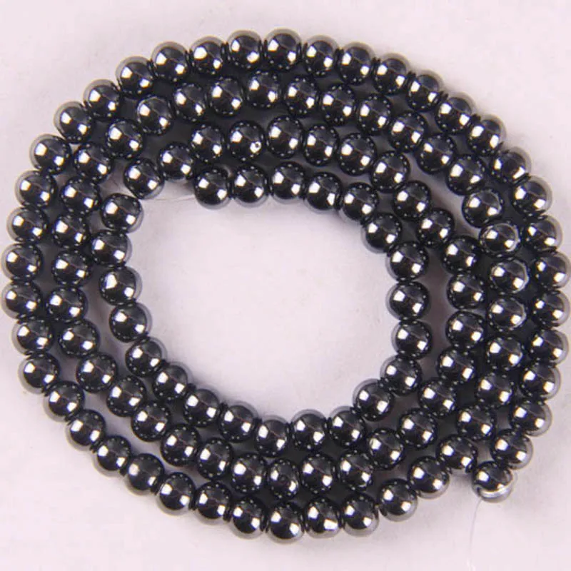 4MM,6MM,8MM,10MM Black Magnetic Hematite Healing Loose Beads 16 Inch Jewelry Making