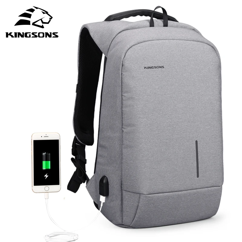 Kingsons Men USB Charging Backpacks for Teenagers Anti-theft Notebook Daypack 13 15 inch Waterproof Laptop Backpack Travel Bags