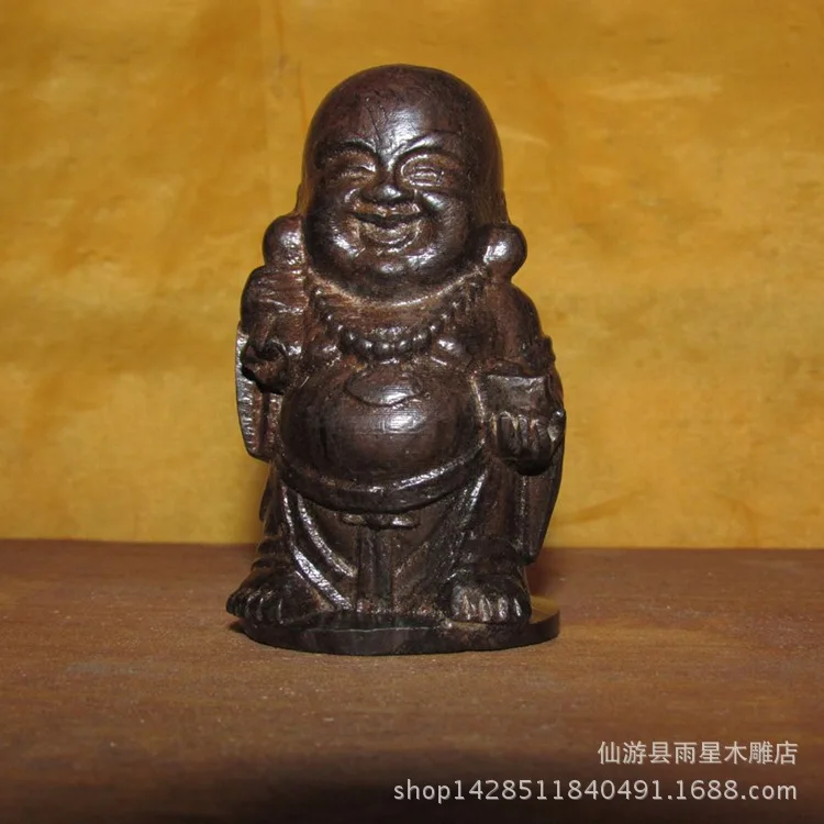 

Vietnam agarwood natural wood crafts ornaments, small pieces of wood carving small bag Buddha Maitreya Bergamot piece