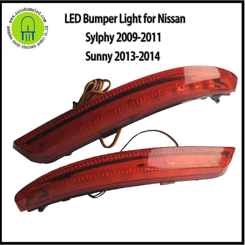 

Car Led Back Rear Hidden reflector Bumper Marker Light Lamp for Nissan Sylphy 2009-11 Sunny 2013 2014 Reflector Brake Tail Light