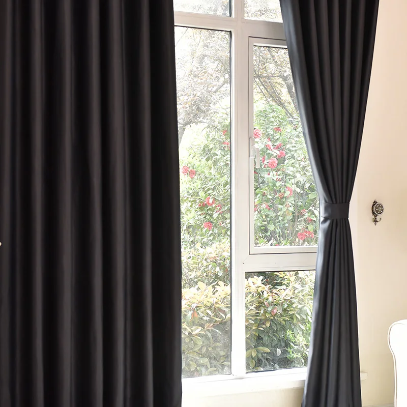 300cm Height Customized 80% Blackout Kitchen Modern Black Curtains Doors For Living Room Blackout Bedroom Window Curtain Drapes