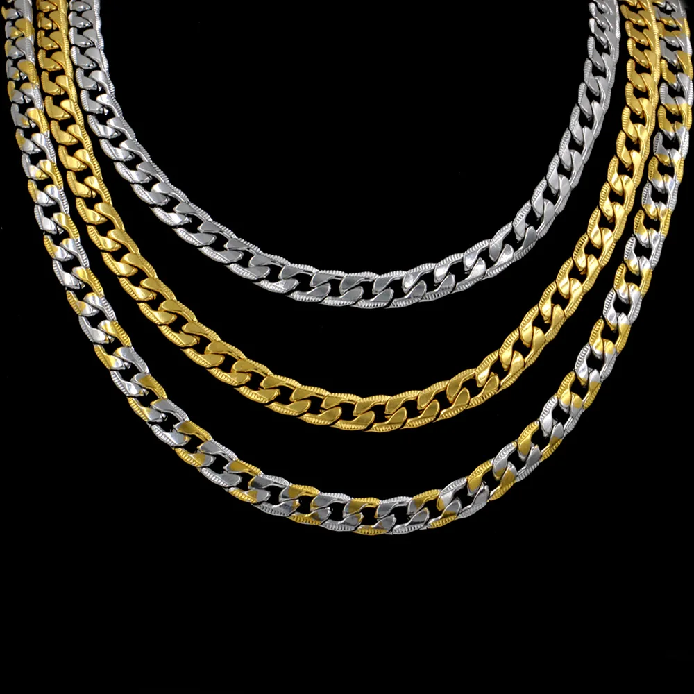 LUXUKISSKIDS 6mm 55cm Different Style Fashion Necklace Chain Men Women Jewelry Gold Color Stainless Steel For Pendant Wholesale