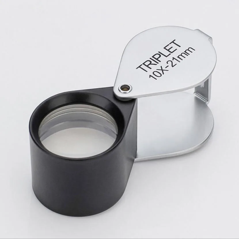 

10X 21mm Metal Gift Toys Pocket Jadeite Filter Super Triplet Lens Magnifier Jewelry Gem Identifying Magnifying Glass Loupe