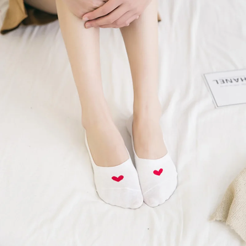 5 Paar Neues Produkt Damensocken Liebesherzsocken Silikagel Rutschfeste Bootssocken Niedrige Hilfe Flacher Mund