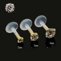 1pcs Stainless with Zircon Flexible Bioplastic Labret Monroe Lip Ring Tragus Cartilage Piercing Bar Body Jewelry 16g