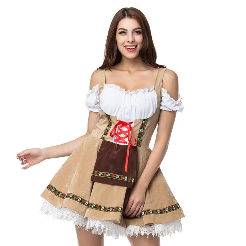 Robe de Demoiselle d'Honneur Sexy à Manches Courtes pour Femme, Costume de Bière Oktoberfest, Allemagne, Bavaroise, Dirndl, Cosplay, 2019