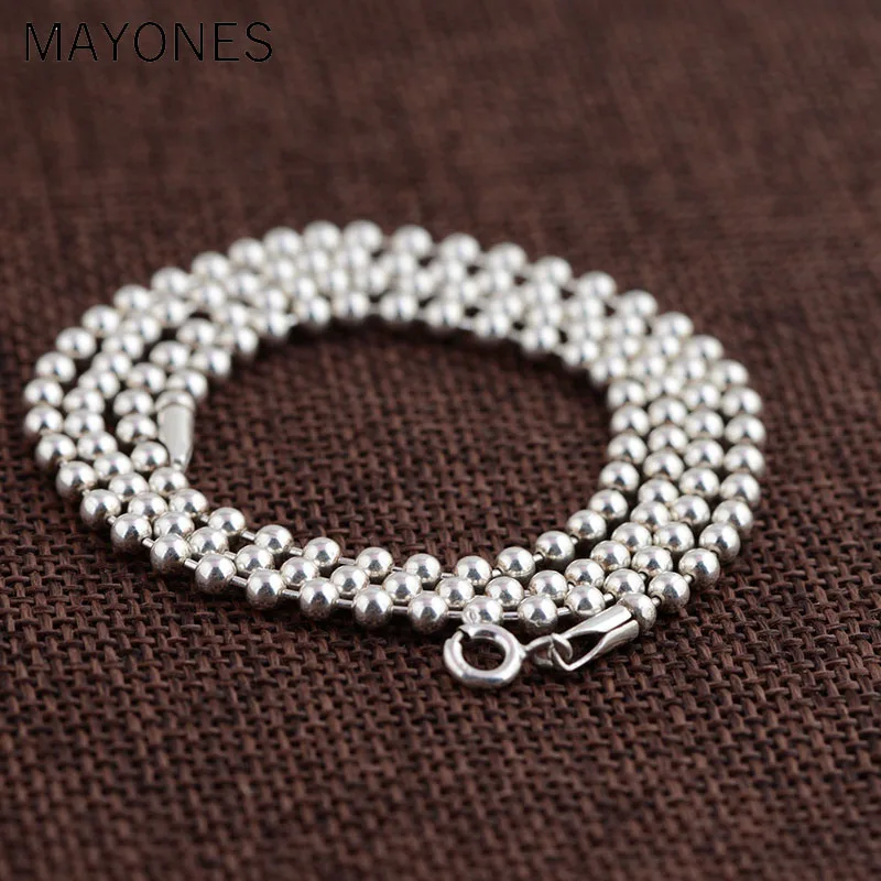 3mm 100% Pure 925 Sterling Silver Jewelry Chains Necklaces for Women 925 Sterling Silver Necklace Accessories Bijoux