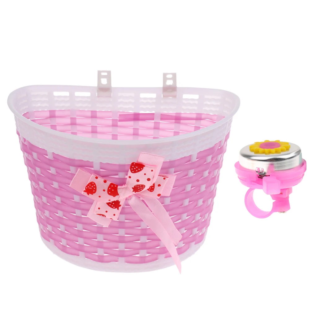 Cycling Bike Front Basket Bicycle Cycle Shopping Stabilizers + Bell for Child Kids Girls