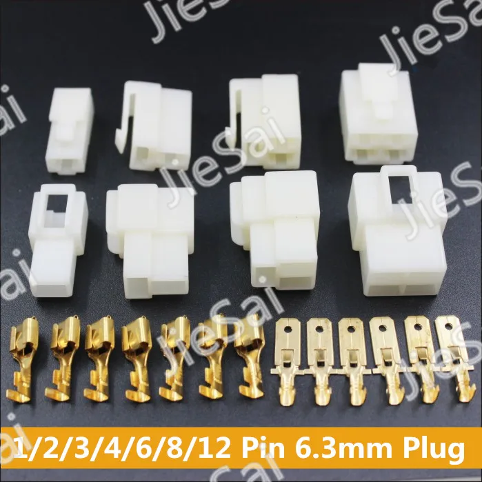 6.3 Series 1/2/3/4/6/8/12 Pin Automotive Wire Connector Motorcycle Car Engine Plug With Terminals Pins