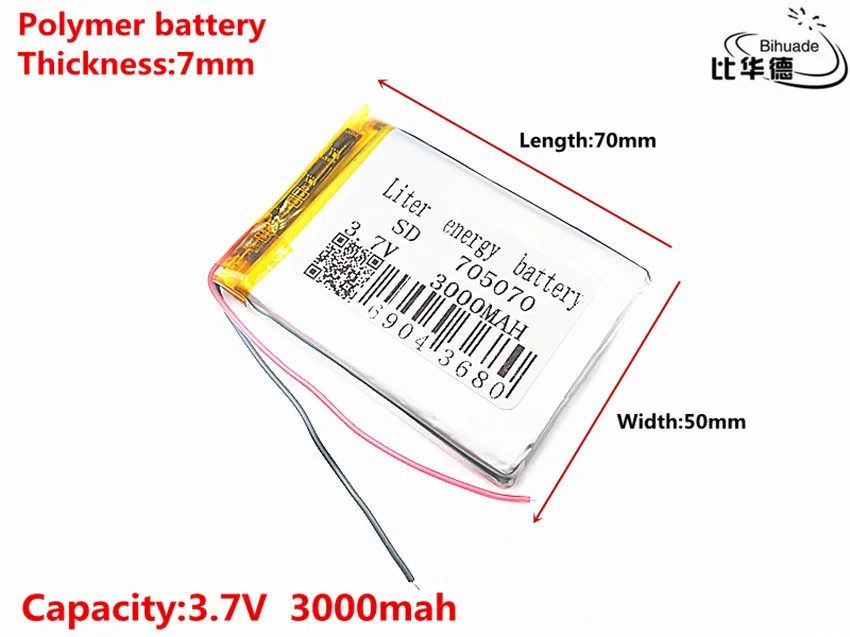 Liter energie batterie Gute Qulity 3,7 V, 3000 mAH 705070 Polymer lithium-ion/Li-Ion batterie für tablet pc BANK, GPS, mp3, mp4