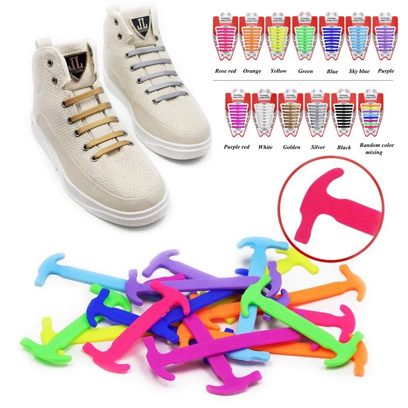 Elastic Shoelaces Silicone Laces For Shoes Special Shoelace No Tie Shoes Lace For Men Women Lace Shoes Rubber Shoelace 16pcs/lot