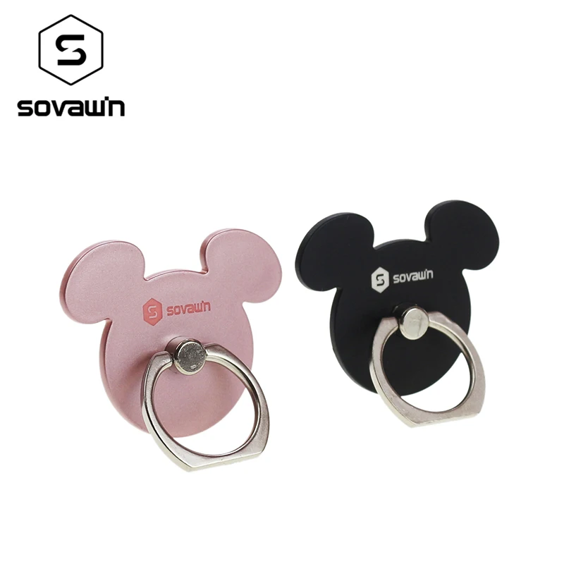 Sovawin Mouse Ear Mini Finger Ring Back Holder 360 Rotating Mount Mobile Phone Universal Stand for Any Phone