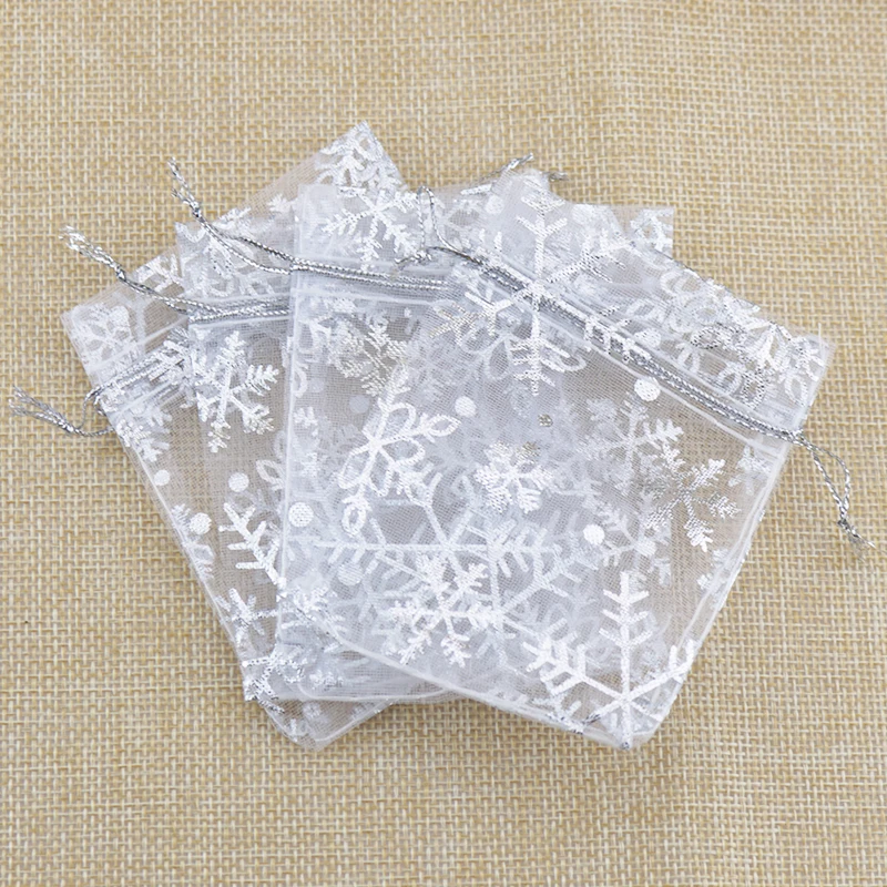 50pcs/lot 7x9 10x14 13x18 CM Small Organza Bags Candy Jewelry Packaging Bags Wedding Decoration Christmas Gift Bag Pouches