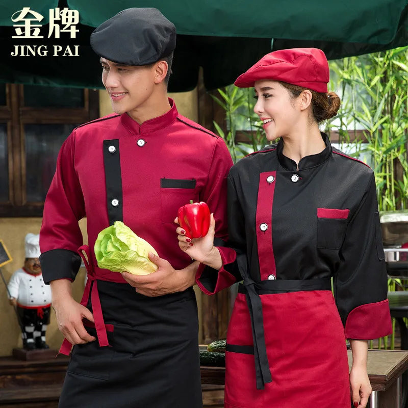 New Summer Clothing Man Long Sleeve Chef's Uniform Adult Restaurant Chef Jackets,Concise Chef Kitchen Top Work Wear B-5551