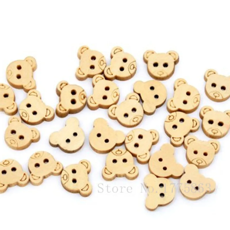 100 Pcs 13mm Cute Teddy Bear Face Buttons , for Sewing, Scrapbooking Crafts ,2 Holes 7NK67