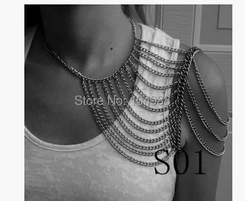 NEW ARRIVALS WOMEN FASHION BODY CHAINS SHOULDER JEWELRY DIFFERENT STYLES SHOULDER CHAINS JEWELRY 3 COLORS