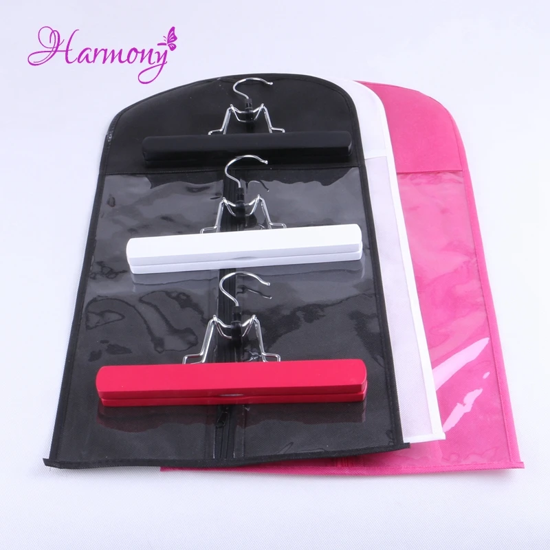 (5 bags + 5hangers) Hair extension packing suit case bags hair extension stand packaging for clip weft hair and ponytail