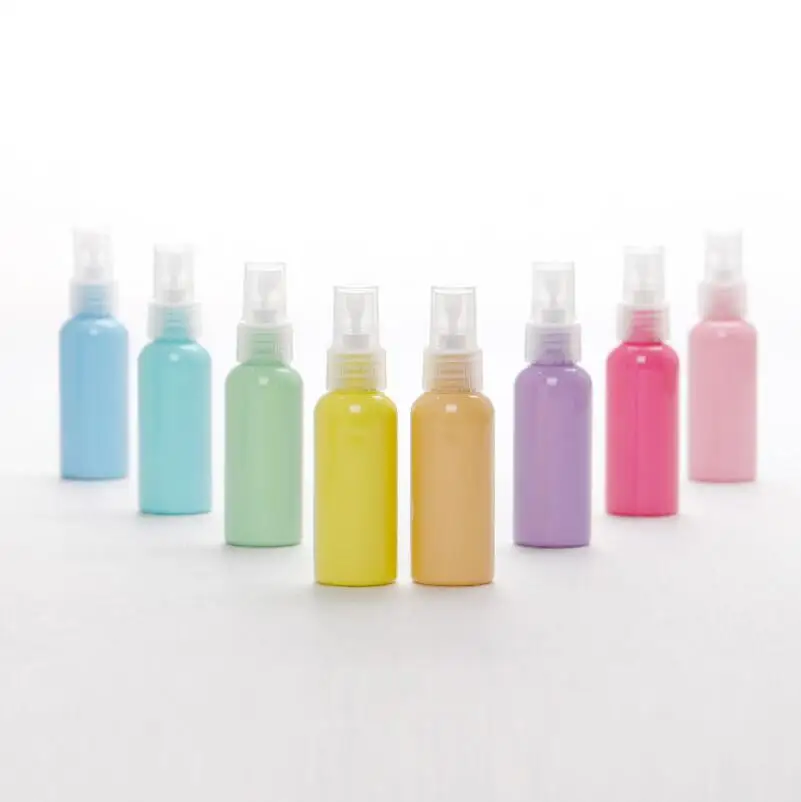 50ml Upscale Summer Candy Color Fine Mist Sprayer Parfum PET Refillable Bottle Macaron Perfume Bottles LX1287