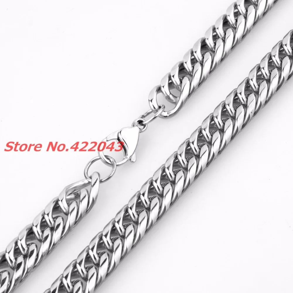 Granny Chic 9/11/13/16/20/22mm Stainless Steel Necklace  Curb Cuban Link Silver Color Mens Boys Chain Fashion Jewelry