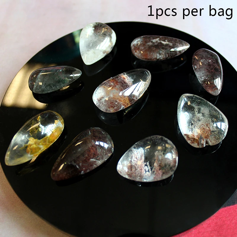 1 Piece 20*15MM Crystal Quartz Gemstone Specimen Healing Stone Ghost Phantom Stone Natural Green Ghost Phantom Stone
