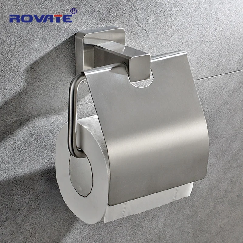 ROVATE Stainless Steel Toilet Paper Holder Nickle Brushed Surface Toilet Roll Holder Wall Mounted Holder Bathroom Accessories