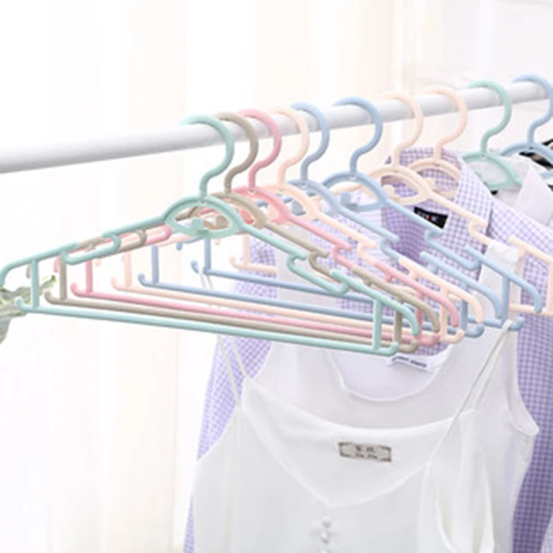 10 pcs/lot Anti-skid Adult's Clothes Hangers Household Coat Hanger with Wide Shoulder Traceless Clothing Drying