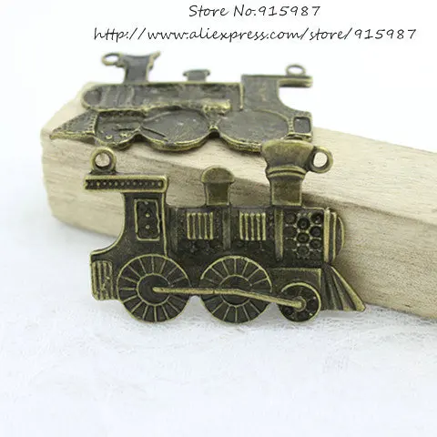 Sweet Bell 10pcs 31*46mm Antique bronze train Locomotive connector pendant cute charms DIY Jewelry Finding free shipping D0749