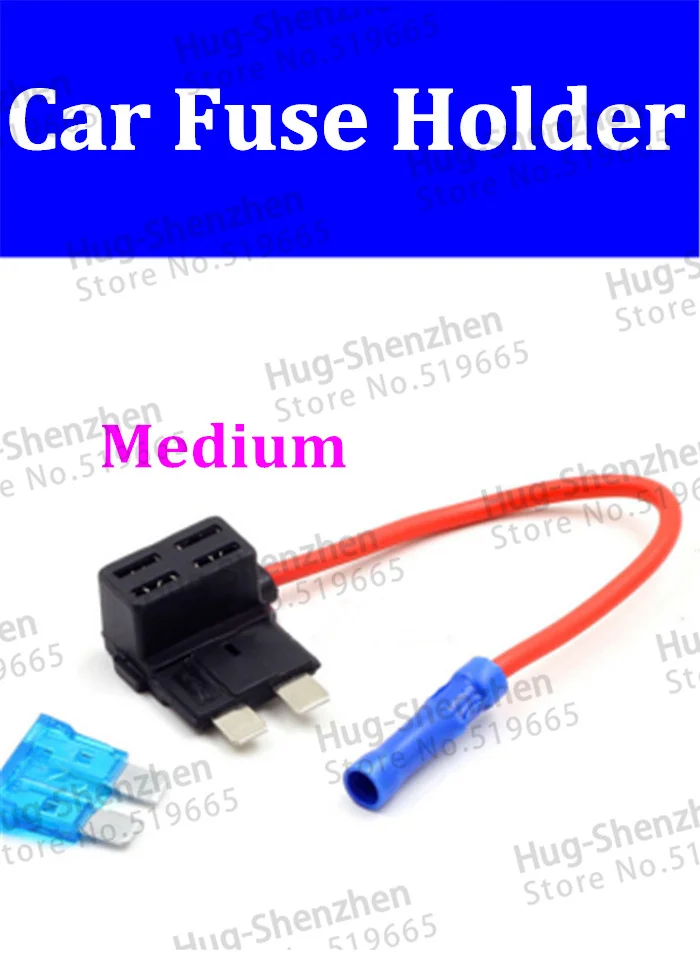 

High quality 100pcs 130mm 16AWG medium car fuse holder for Carcorder with fuse